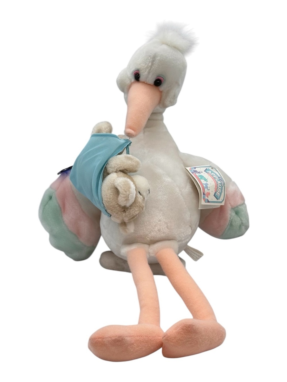 Applause STORK 1986 Wind Up 18" Plush Bundles Musical Brahms Lullaby wTags Works